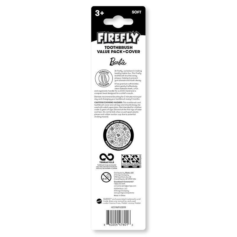 Firefly Barbie Toothbrush Value Pack, Soft Bristle Toothbrush for Kids 3+, 3 Ct - Image 2